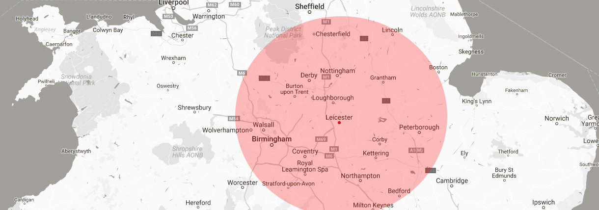 Scaffolding map surrounding Leicester